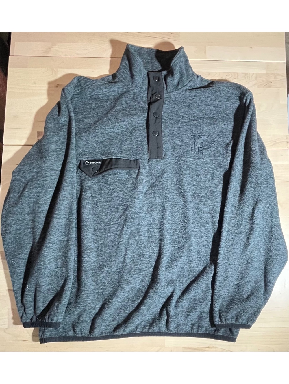 Dri-Duck x Nine Line Apparel Grey Fleece Snap-Placket Pullover - Size Large
